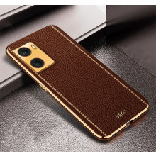 Vaku ® Oppo A77s Luxemberg Leather Pattern Gold Electroplated Soft TPU Back Cover