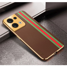Vaku ® Oppo Reno8 5G Felix Line Leather Stitched Gold Electroplated Soft TPU Back Cover Case