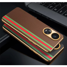 Vaku ® Oppo A78 5G Felix Line Leather Stitched Gold Electroplated Soft TPU Back Cover Case