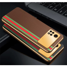 Vaku ® Xiaomi Poco M4 Pro 5G Felix Line Leather Stitched Gold Electroplated Soft TPU Back Cover Case