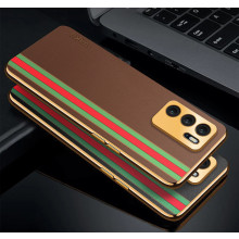 Vaku ® Oppo A16 Felix Line Leather Stitched Gold Electroplated Soft TPU Back Cover Case