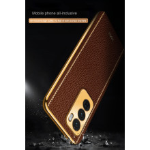 Vaku ® Oppo Reno12 5G Luxemberg Leather Pattern Gold Electroplated Soft TPU Back Cover