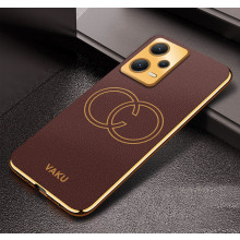 Vaku ® Xiaomi Redmi Note 12 Pro Skylar Leather Pattern Gold Electroplated Soft TPU Back Cover