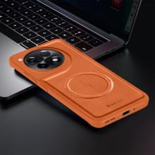 Vaku ® OnePlus 12R Maxtron Leather Stitched Magnetic Magsafe Non-Slip Grip Shockproof Back Cover