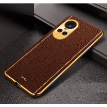 Vaku ® Oppo Reno10 Pro 5G Luxemberg Leather Pattern Gold Electroplated Soft TPU Back Cover