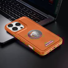 Vaku ® Apple iPhone 16 Pro Regal Shield Metal Lion Engraved Leather Protective Back Cover