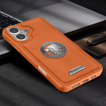 Vaku ® Apple iPhone 16 Plus Regal Shield Metal Lion Engraved Leather Protective Back Cover