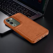 Vaku ® Vivo Y200 5G Luxe Premium Leather Stitched Non-Slip Grip Protective Back Cover
