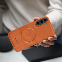 Vaku ® Samsung Galaxy S23 Maxtron Leather Stitched Magnetic Magsafe Non-Slip Grip Shockproof Back Cover