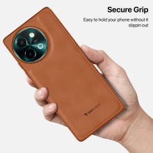 Vaku ® Vivo Y58 5G Luxe Premium Leather Stitched Non-Slip Grip Protective Back Cover