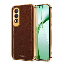 Vaku ® OnePlus Nord CE4 Luxemberg Leather Pattern Gold Electroplated Soft TPU Back Cover