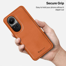 Vaku ® Oppo Reno10 5G Luxe Premium Leather Stitched Non-Slip Grip Protective Back Cover