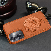 Vaku ® Oppo A79 5G Lion Embossed Luxury Designer Leather Protective Back Cover Case