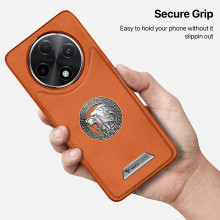 Vaku ® Oppo F27 Pro Plus 5G Regal Shield Metal Lion Engraved Leather Protective Back Cover