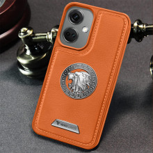 Vaku ® OnePlus Nord CE 3 5G Regal Shield Metal Lion Engraved Leather Protective Back Cover