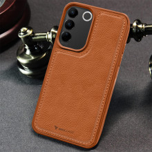 Vaku ® Vivo V27 5G Luxe Premium Leather Stitched Non-Slip Grip Protective Back Cover