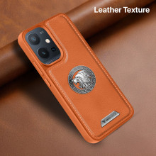 Vaku ® Vivo Y75 5G Regal Shield Metal Lion Engraved Leather Protective Back Cover