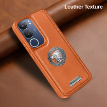 Vaku ® Vivo Y29 5G Regal Shield Metal Lion Engraved Leather Protective Back Cover