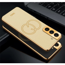 Vaku ® Samsung Galaxy S22 Skylar Leather Pattern Gold Electroplated Soft TPU Back Cover