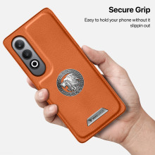 Vaku ® OnePlus Nord CE4 Regal Shield Metal Lion Engraved Leather Protective Back Cover
