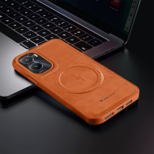 Vaku ® Vivo T2x 5G Maxtron Leather Stitched Magnetic Magsafe Non-Slip Grip Shockproof Back Cover