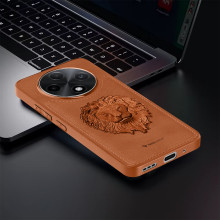 Vaku ® Oppo F27 Pro Plus 5G Lion Embossed Luxury Designer Leather Protective Back Cover Case