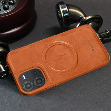 Vaku ® Vivo V25 5G Maxtron Leather Stitched Magnetic Magsafe Non-Slip Grip Shockproof Back Cover