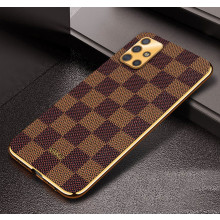 Vaku ® Samsung Galaxy M51 Cheron Series Leather Stitched Gold Electroplated Soft TPU Back Cover