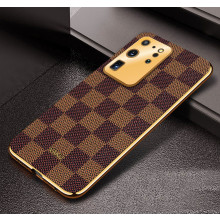 Vaku ® Samsung Galaxy S20 Ultra Cheron Series Leather Stitched Gold Electroplated Soft TPU Back Cover