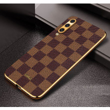 Vaku ® Samsung Galaxy A50s Cheron Series Leather Stitched Gold Electroplated Soft TPU Back Cover