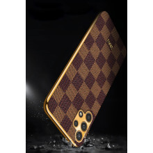 Vaku ® Samsung Galaxy A13 Cheron Series Leather Stitched Gold Electroplated Soft TPU Back Cover
