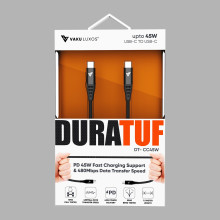 DR VAKU ® DuraTuff USB C to USB C 45W Power Delivery Cable Compatible for Apple iPhone 15 / 15 Pro / 15 Pro Max / 15 Plus ,MacBook Pro 2021 iPad Pro