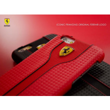 Ferrari ® Apple iPhone 6 / 6S Official Scuderia Logo Double Stitched Dual-Material PU Leather Back Cover