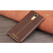 Vaku ® Redmi Note 3 Lexza Series Double Stitch Leather Shell with Metallic Logo Display Back Cover