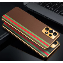 Vaku ® Samsung Galaxy A73 5G Felix Line Leather Stitched Gold Electroplated Soft TPU Back Cover
