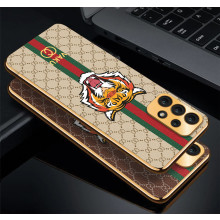 Vaku ® Samsung Galaxy A23 5G Lynx Line Leather Stitched Gold Electroplated Soft TPU Back Cover Case