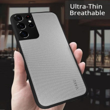 Vaku ® Samsung Galaxy S21 Ultra Luxico Series Hand-Stitched Cotton Textile Ultra Soft-Feel Shock-proof Water-proof Back Cover