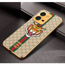 Vaku ® Vivo V25 5G Lynx Designer Leather Pattern Gold Electroplated Soft TPU Back Cover Case