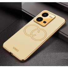 Vaku ® Vivo Y35 4G Skylar Leather Pattern Gold Electroplated Soft TPU Back Cover