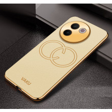 Vaku ® Vivo V30e 5G Skylar Leather Pattern Gold Electroplated Soft TPU Back Cover