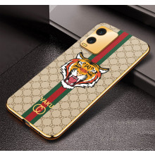 Vaku ® Vivo T1x Lynx Designer Leather Pattern Gold Electroplated Soft TPU Back Cover Case
