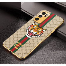 Vaku ® Oppo A16 Lynx Designer Leather Pattern Gold Electroplated Soft TPU Back Cover Case