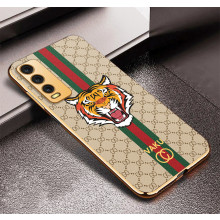 Vaku ® Vivo Y20 Lynx Designer Leather Pattern Gold Electroplated Soft TPU Back Cover Case