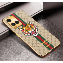 Vaku ® Vivo Y33T Lynx Designer Leather Pattern Gold Electroplated Soft TPU Back Cover Case