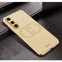 Vaku ® Samsung Galaxy A05s Skylar Leather Pattern Gold Electroplated Soft TPU Back Cover