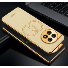 Vaku ® OnePlus 11 Skylar Series Leather Stitched Gold Electroplated Soft TPU Back Cover