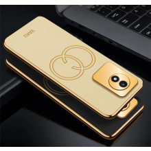 Vaku ® Vivo Y02 Skylar Leather Pattern Gold Electroplated Soft TPU Back Cover Case