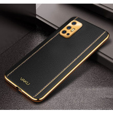 Vaku ® Vivo V17 Luxemberg Series Leather Stitched Gold Electroplated Soft TPU Back Cover