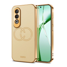 Vaku ® OnePlus Nord CE4 Skylar Leather Pattern Gold Electroplated Soft TPU Back Cover