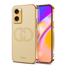 Vaku ® Oppo A76 4G Skylar Leather Pattern Gold Electroplated Soft TPU Back Cover